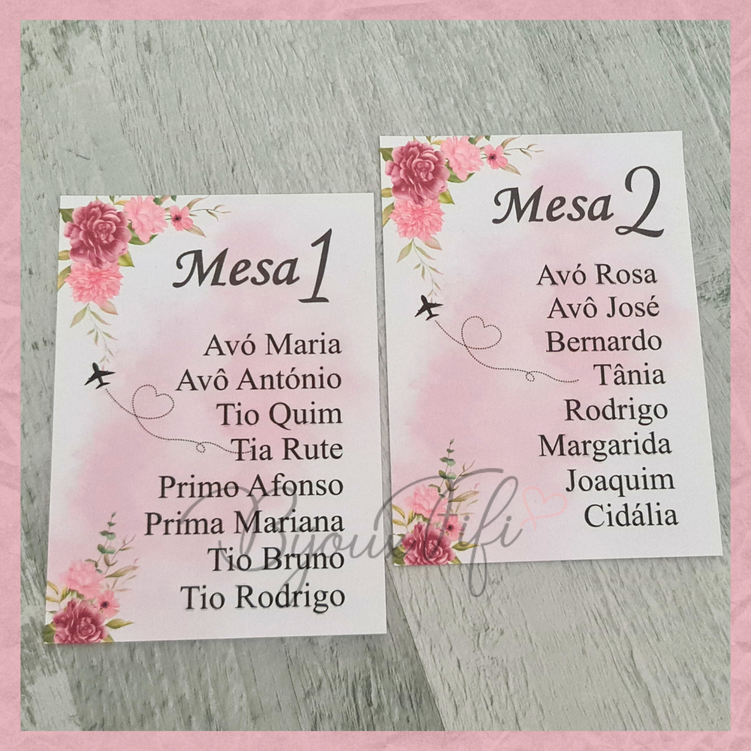 Cartões Seating Plan "Pink Passport"