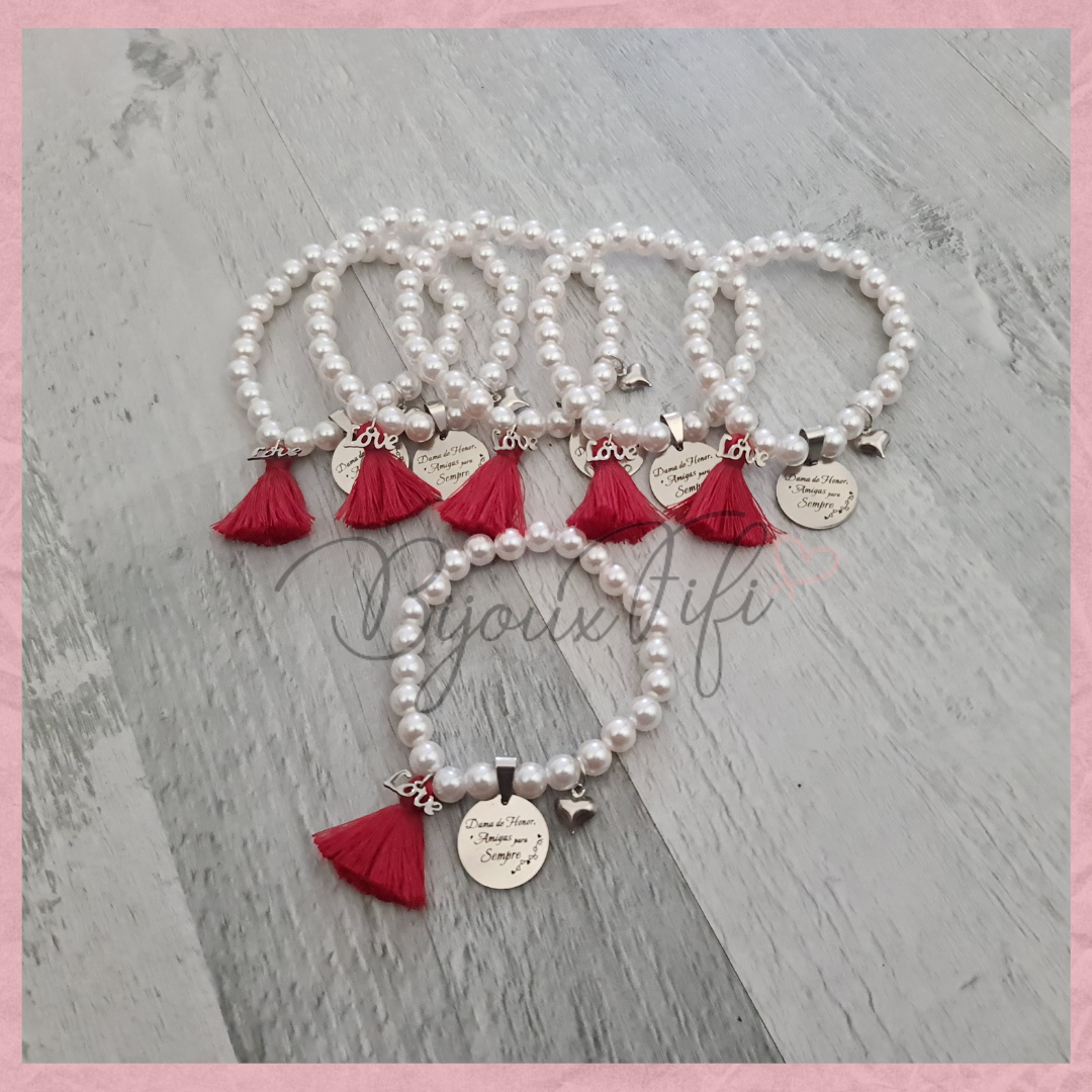 Pulseira Pérolas "Simple Red" (+cores)