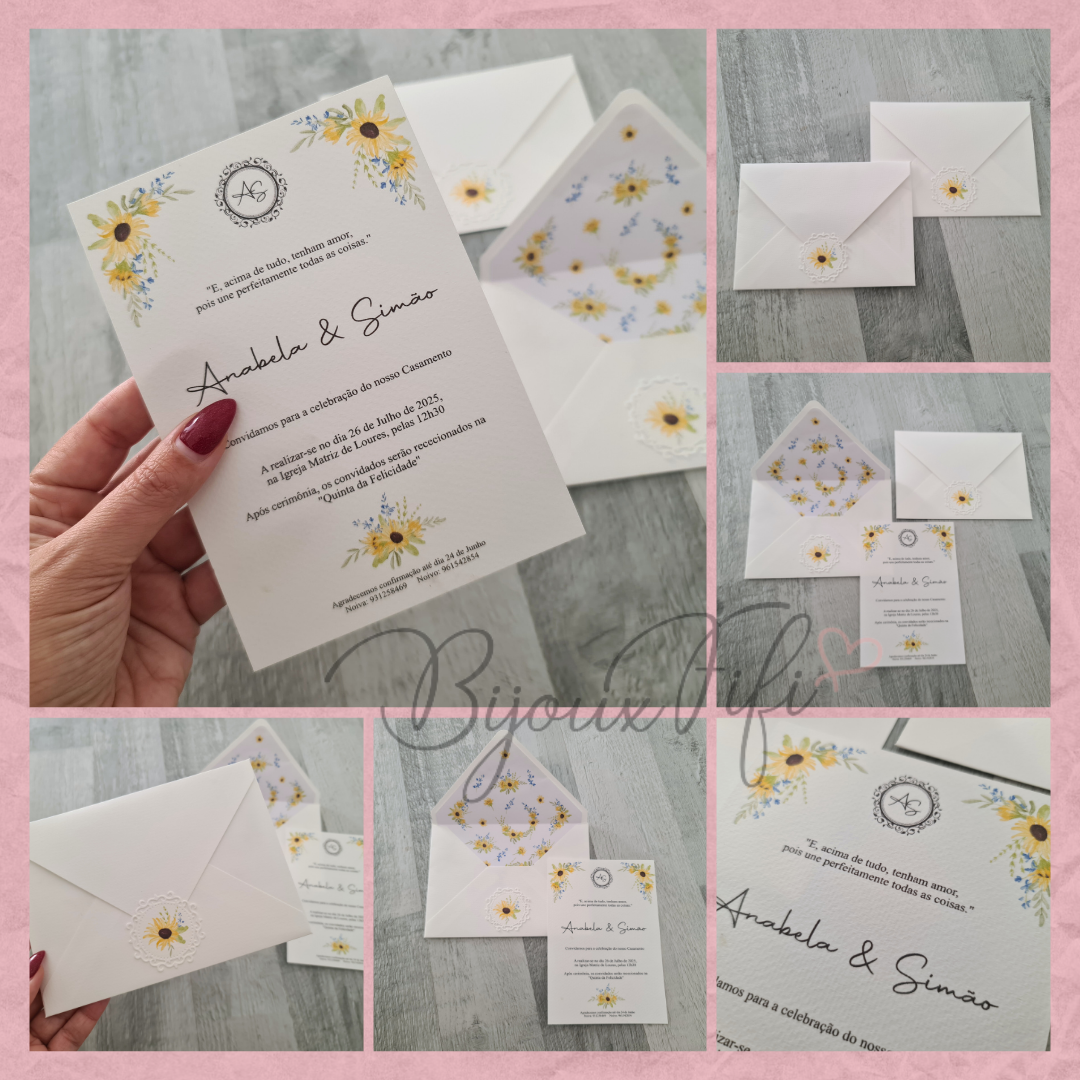 Convite Envelope Wedding "SunFlowers"