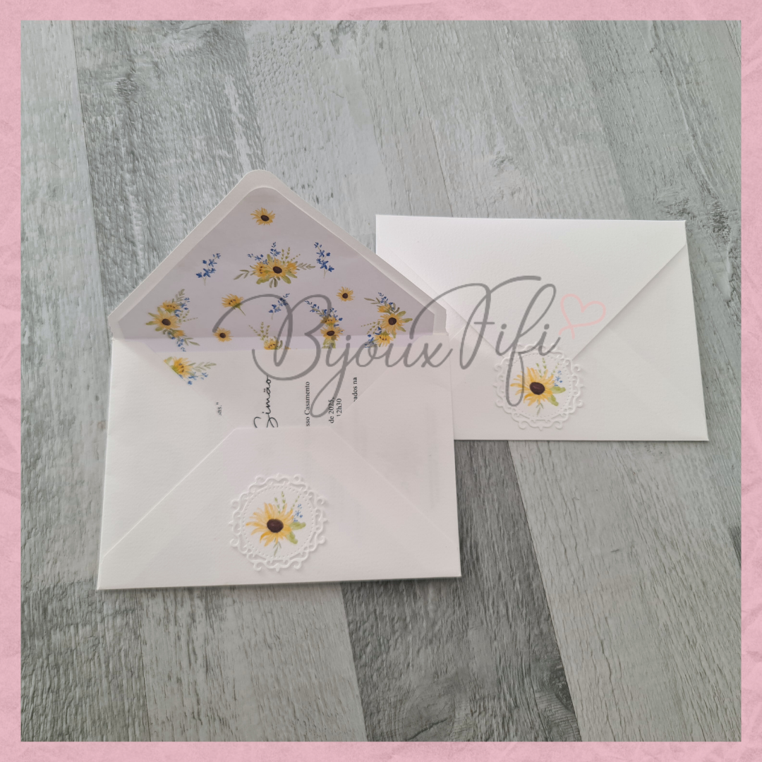 Convite Envelope Wedding "SunFlowers"