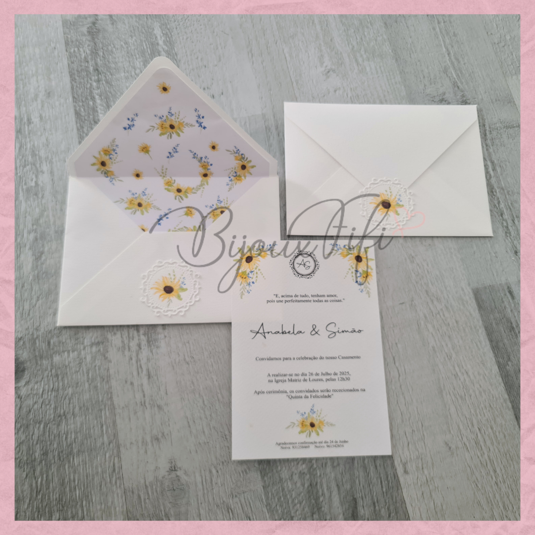 Convite Envelope Wedding "SunFlowers"