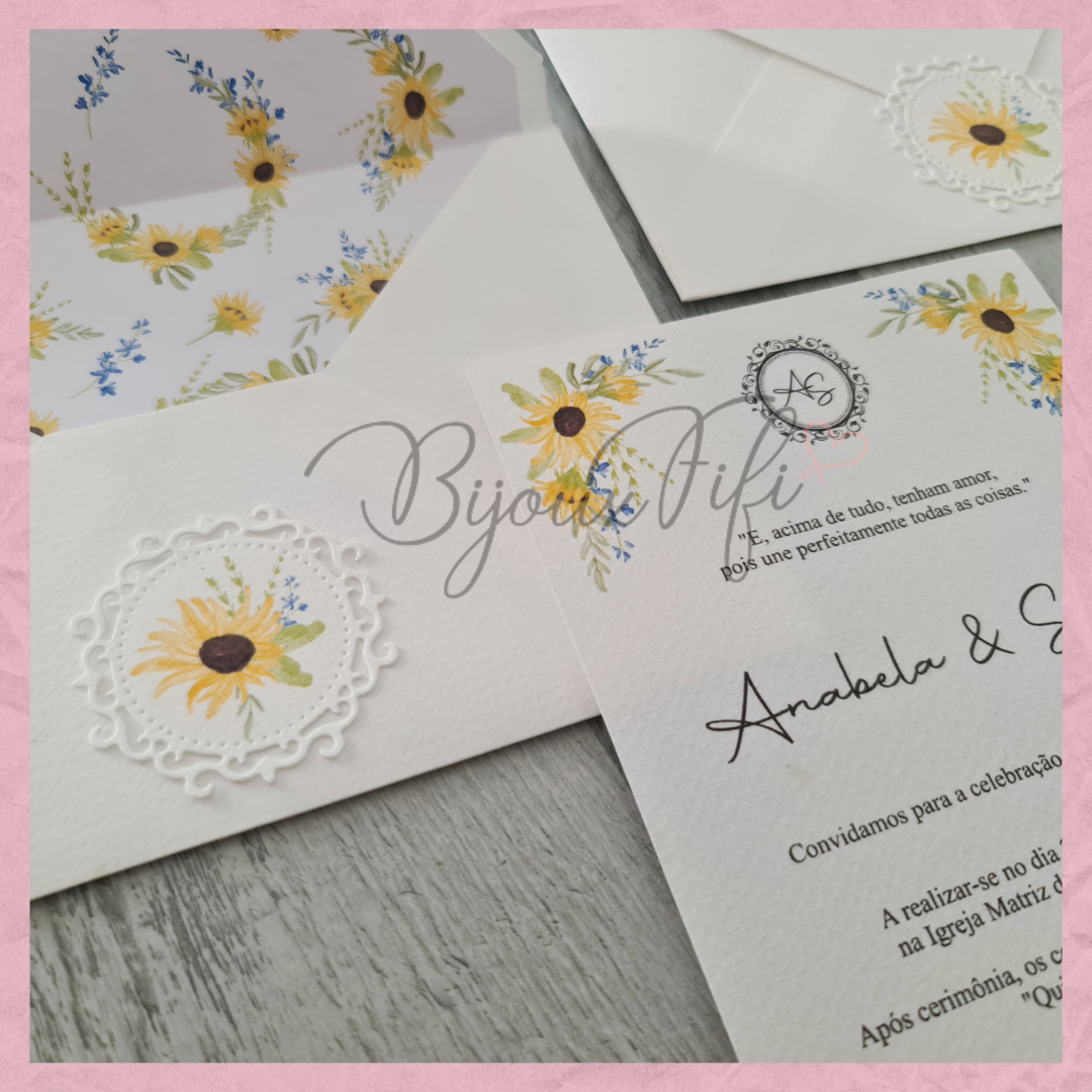 Convite Envelope Wedding "SunFlowers"