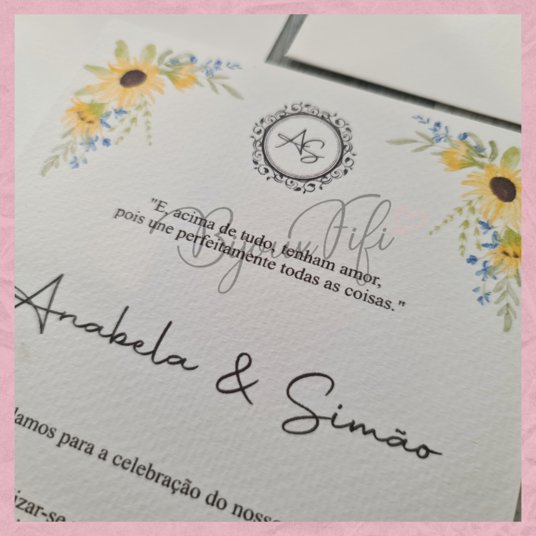 Convite Envelope Wedding "SunFlowers"