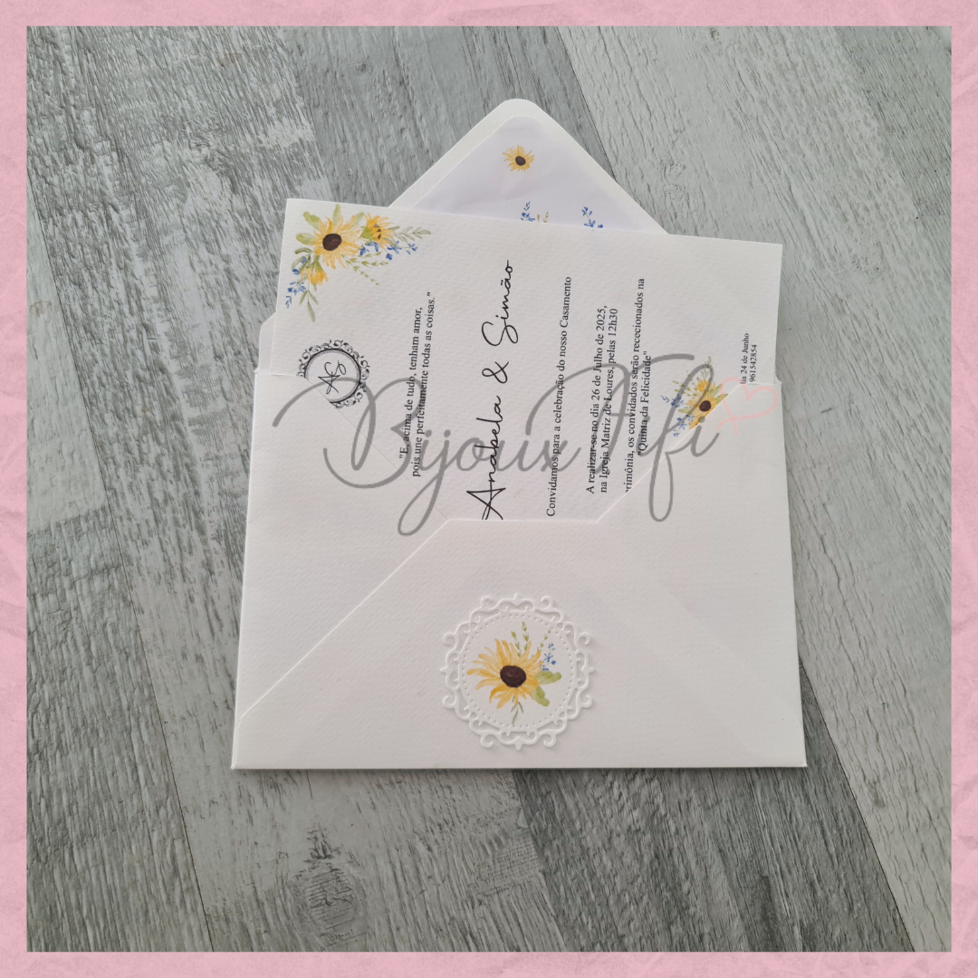 Convite Envelope Wedding "SunFlowers"