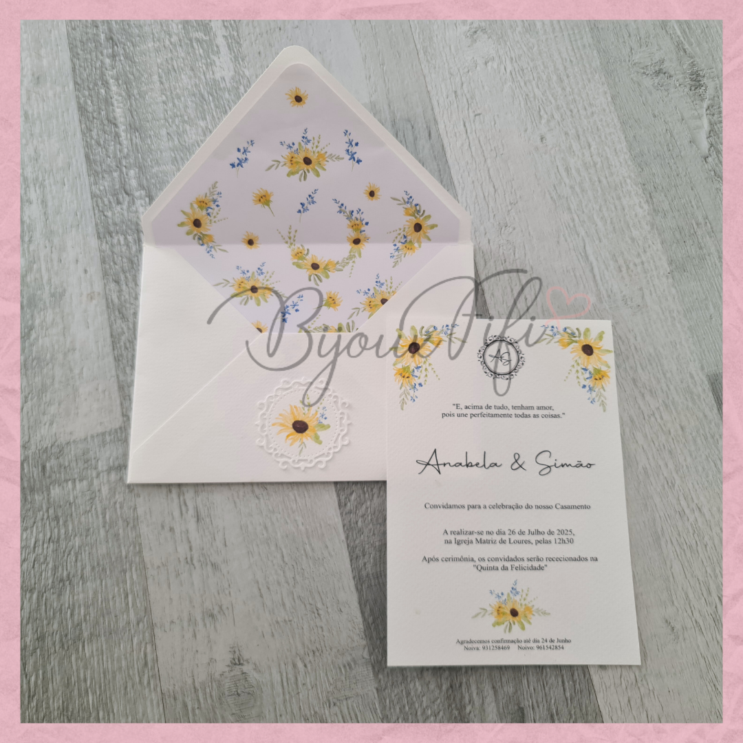 Convite Envelope Wedding "SunFlowers"