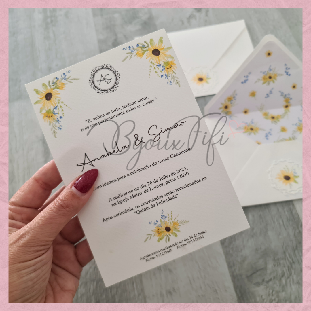 Convite Envelope Wedding "SunFlowers"