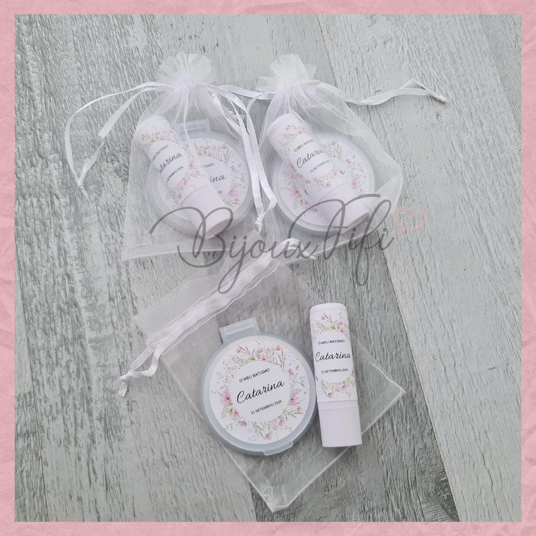 Kit Espelho de bolso+batom "WildFlowers Rose"