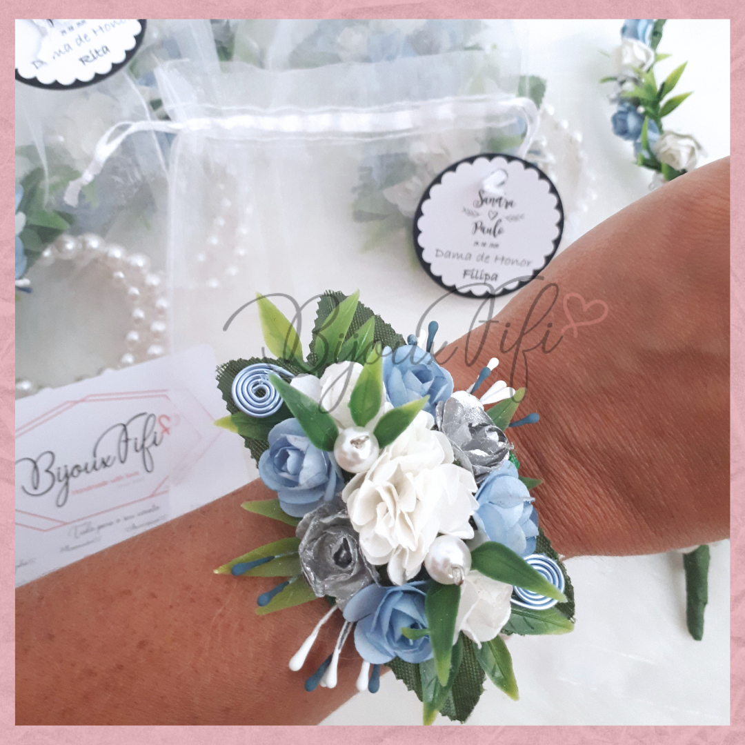 Pulseira floral "Dusty Blue" (Copiar)