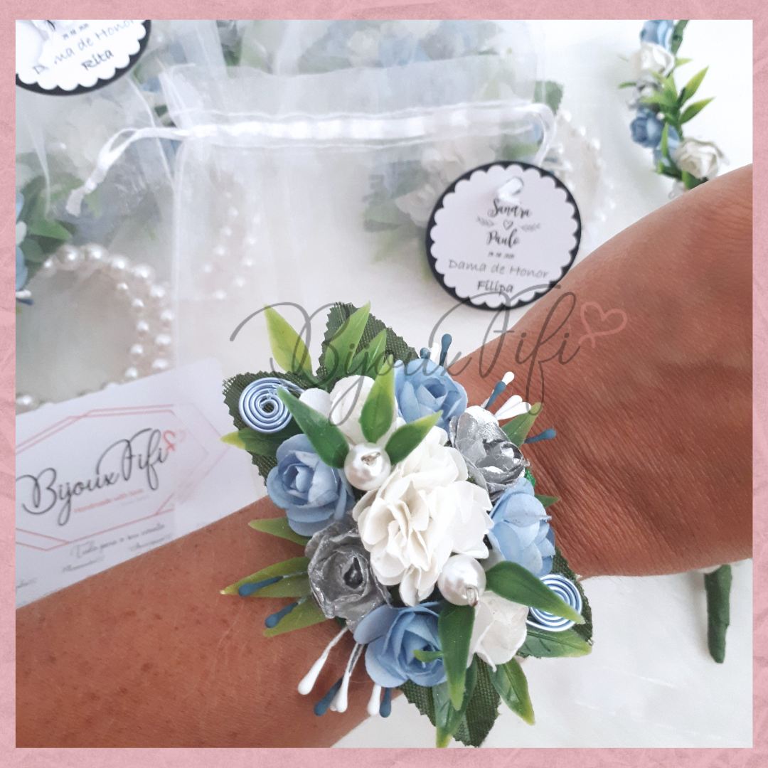 Pulseira floral "Dusty Blue" (Copiar)