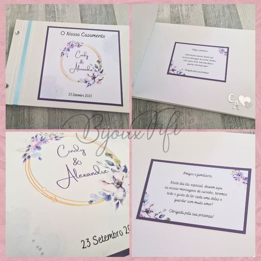 Livro de Honra A4 "Purple Wedding" (+cores)