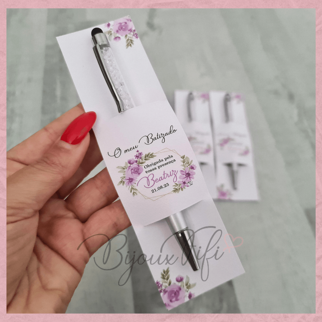 Caneta decorada "Lilac Garden" (+cores) - Bijoux Fifi