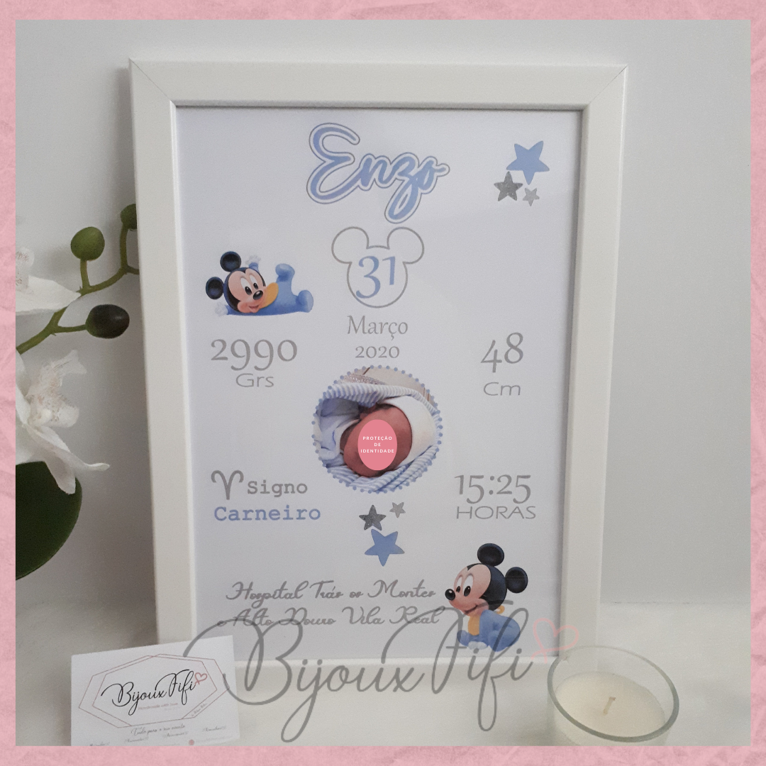 Moldura Nascimento "Mickey" com foto - Bijoux Fifi