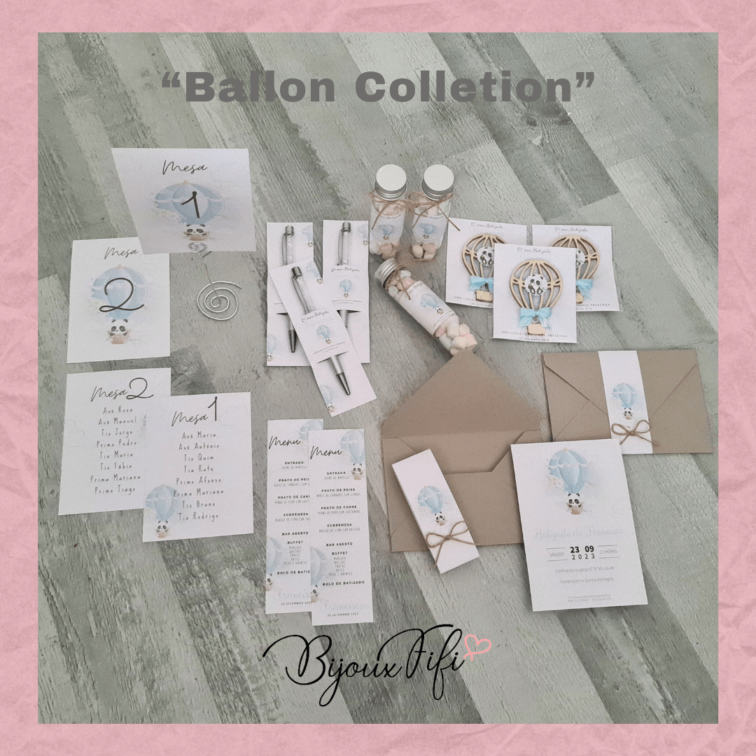 Convite com Envelope "Ballon Colletion" (+cores) - Bijoux Fifi