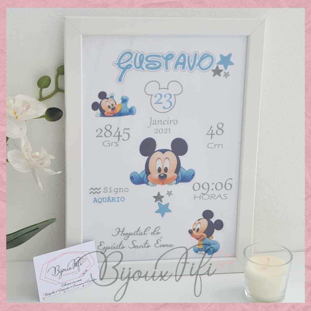 Moldura Nascimento "Mickey/Minnie" - Bijoux Fifi