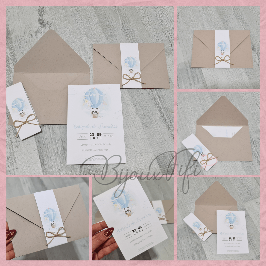 Convite com Envelope "Ballon Colletion" (+cores) - Bijoux Fifi