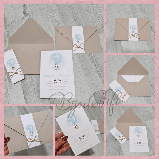 Convite com Envelope "Ballon Colletion" (+cores) - Bijoux Fifi