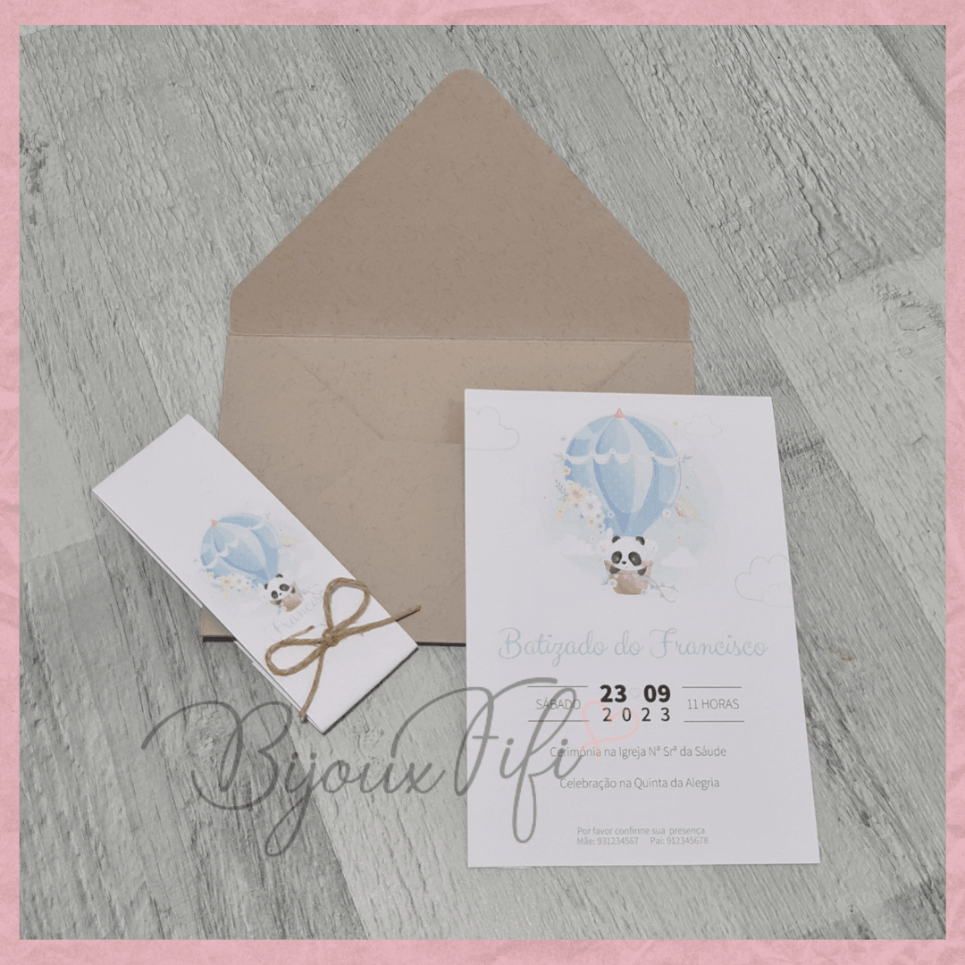 Convite com Envelope "Ballon Colletion" (+cores) - Bijoux Fifi