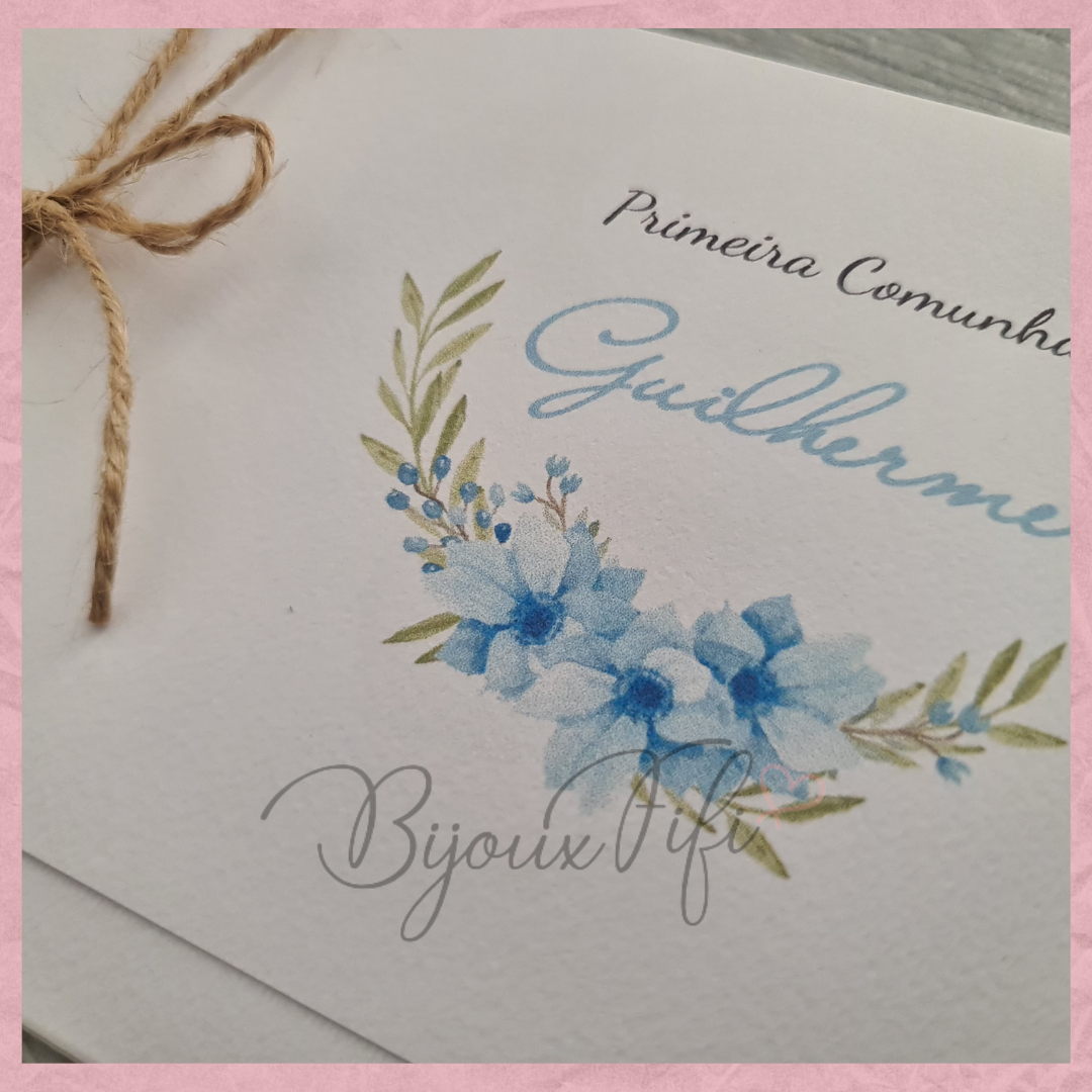 Convite dobrado "Floral Blue"