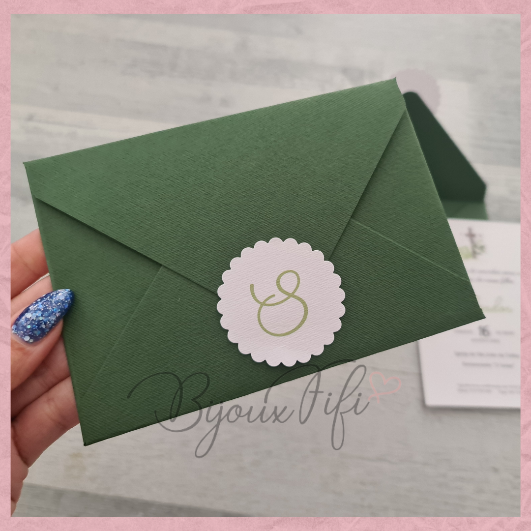 Convite com Envelope "Religioso" Verde