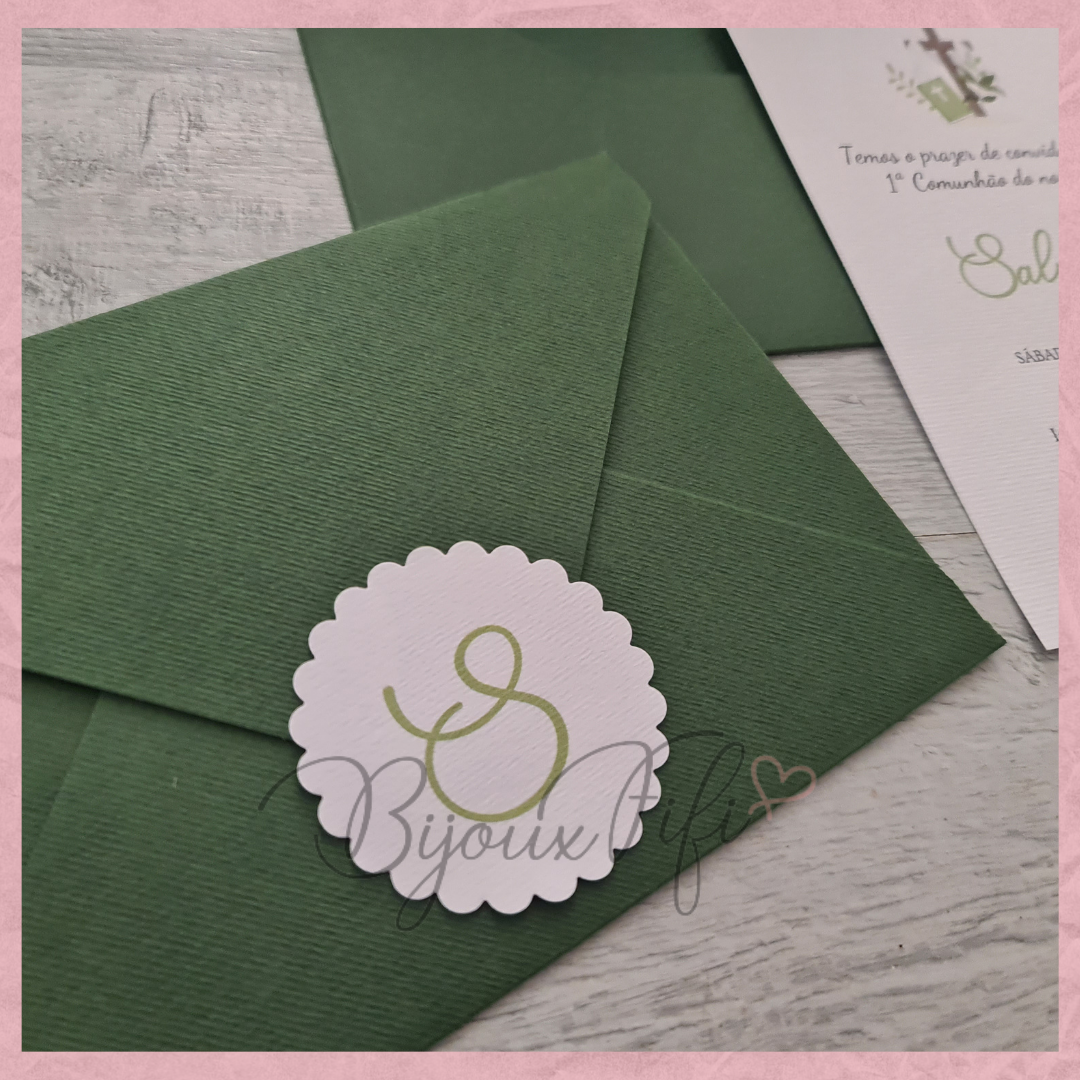 Convite com Envelope "Religioso" Verde