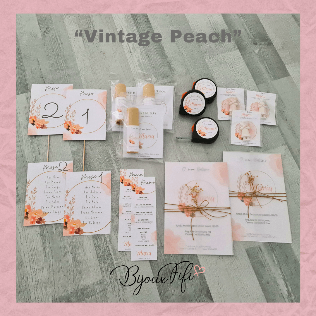 Convite com Translucido "Vintage Peach" (+cores) - Bijoux Fifi