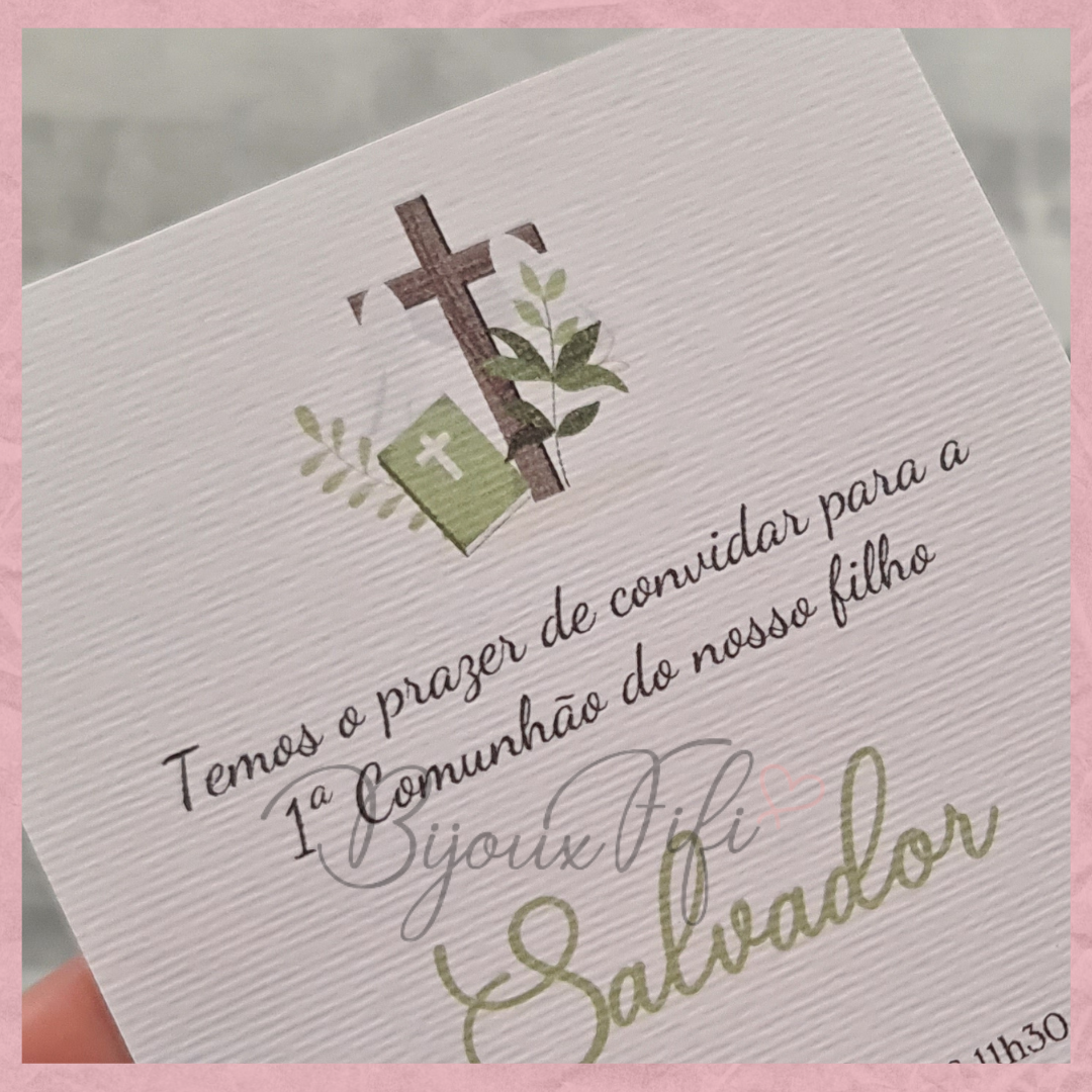 Convite com Envelope "Religioso" Verde