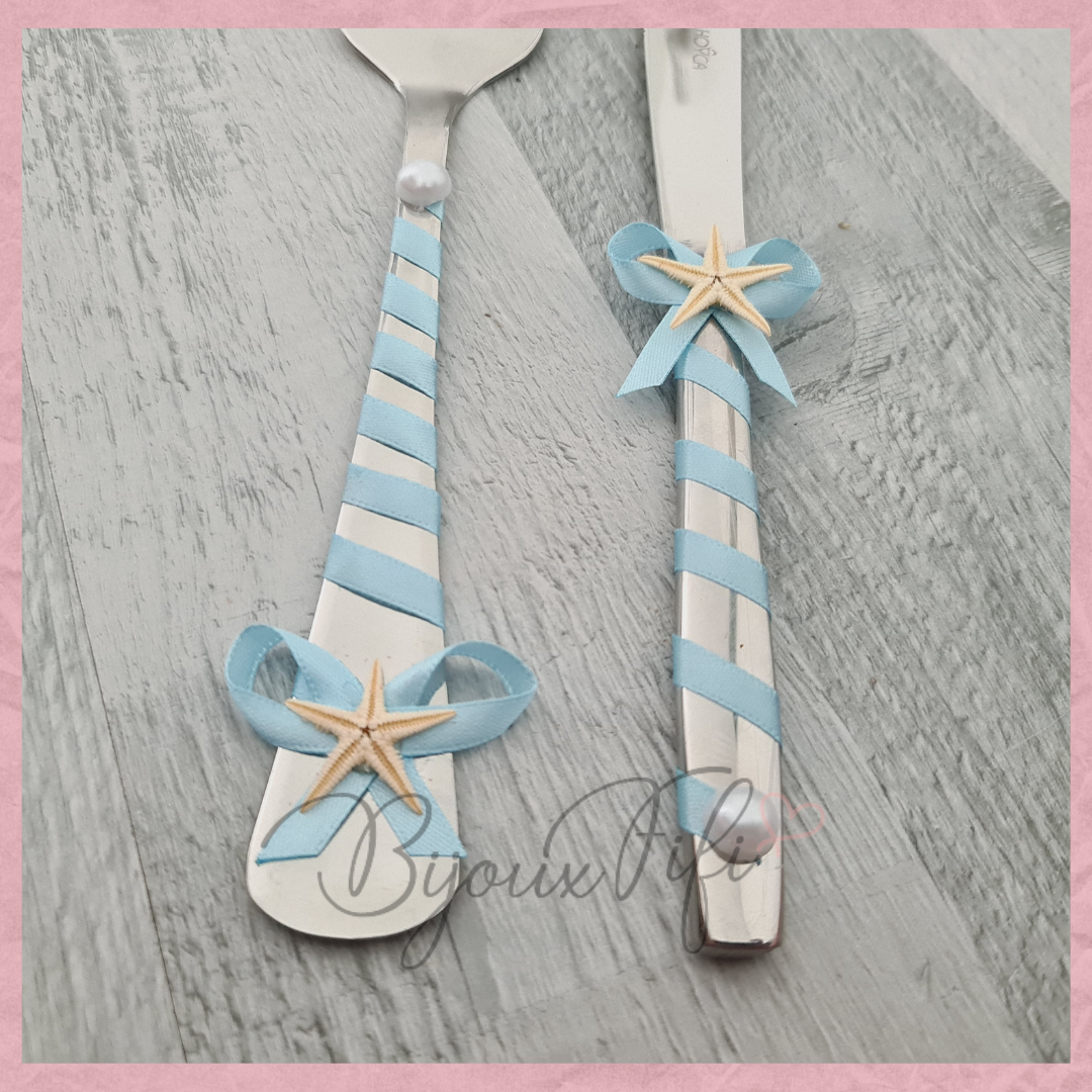 Caixa com Flutes e Talheres "Mar/Praia" - Bijoux Fifi