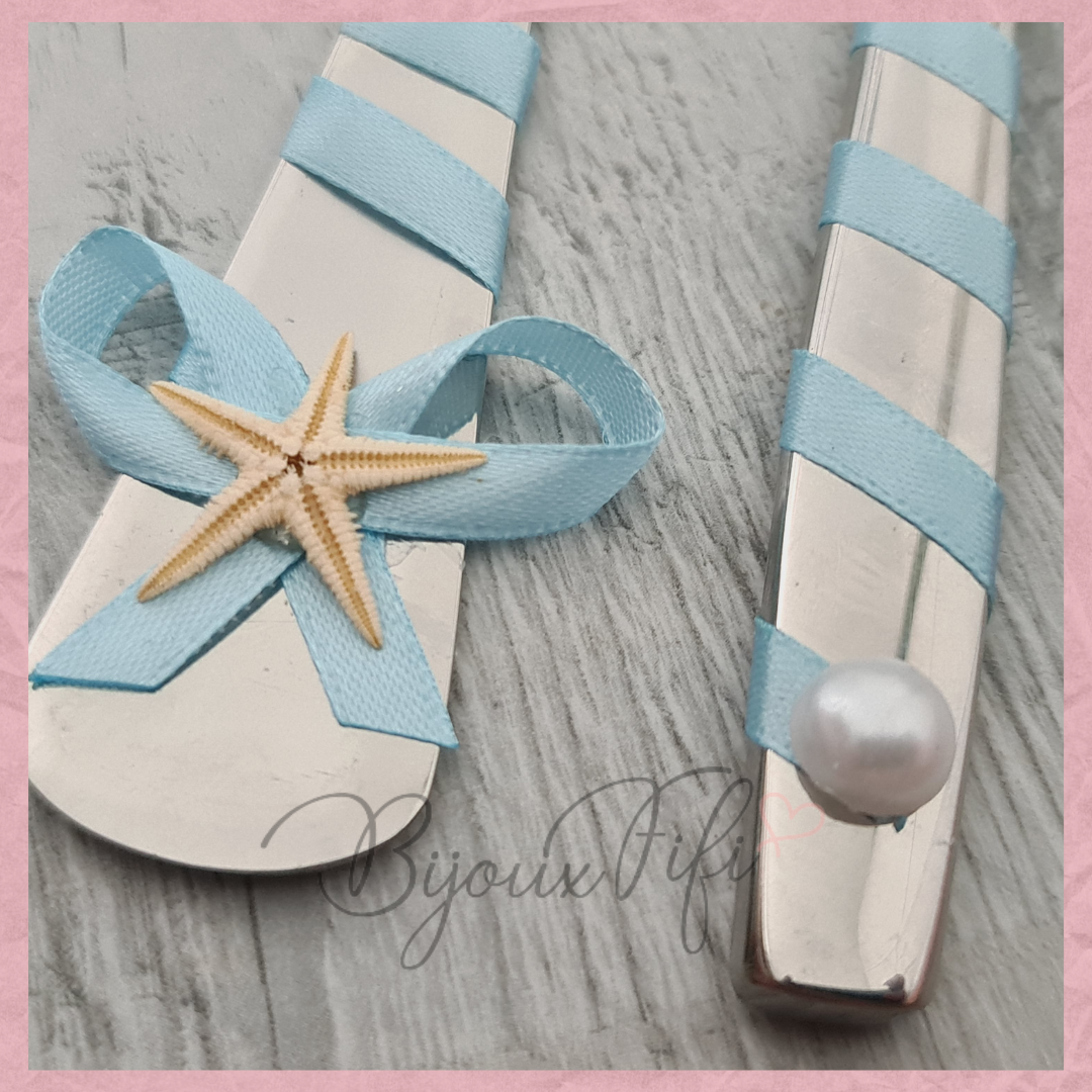 Caixa com Flutes e Talheres "Mar/Praia" - Bijoux Fifi