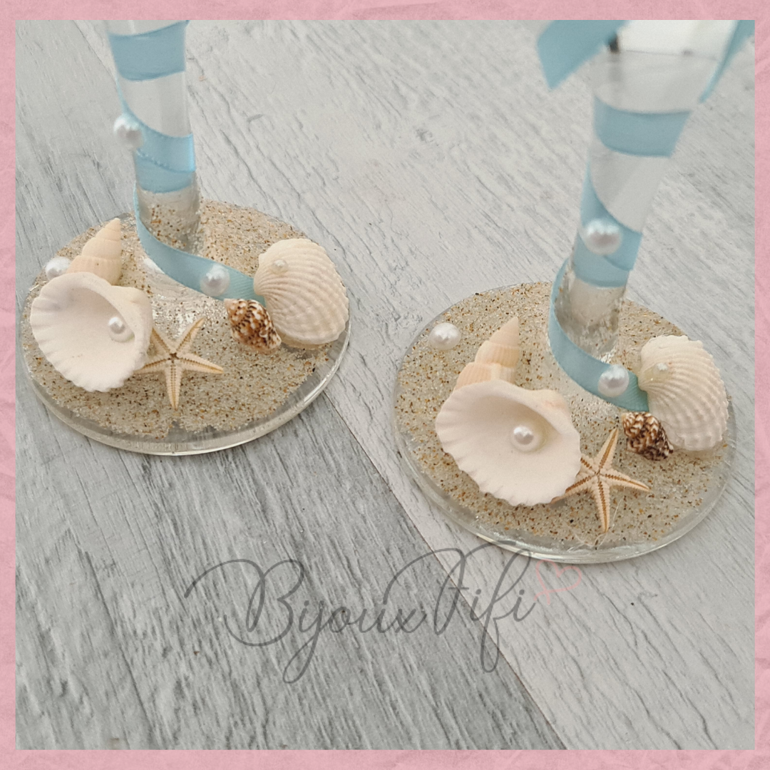 Caixa com Flutes e Talheres "Mar/Praia" - Bijoux Fifi