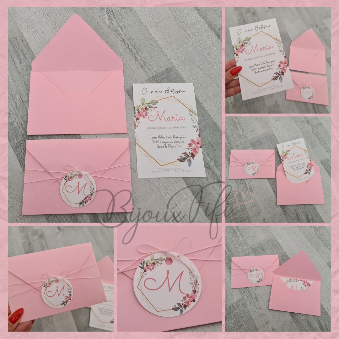 Convite com Envelope "Romantic Rose" - Bijoux Fifi