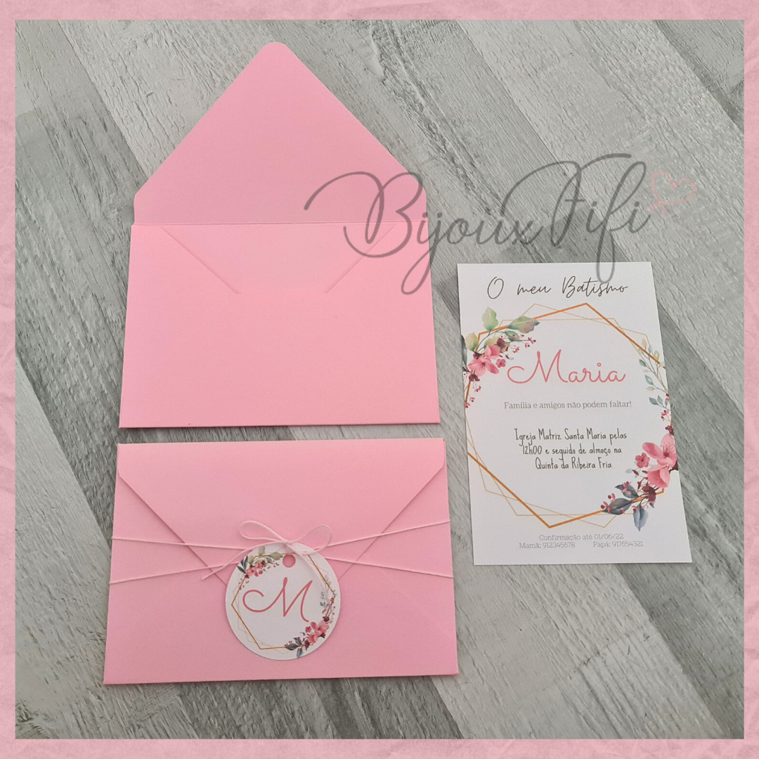 Convite com Envelope "Romantic Rose" - Bijoux Fifi