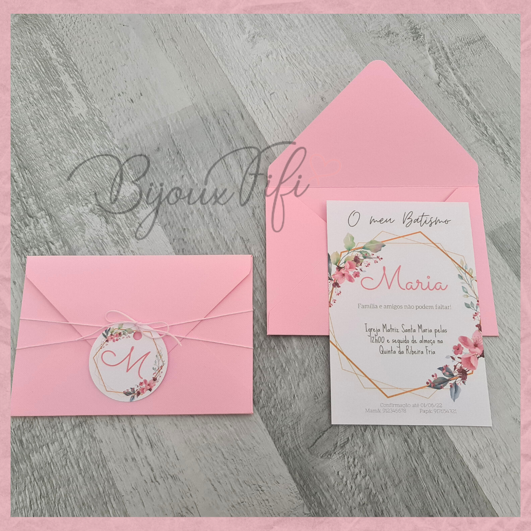 Convite com Envelope "Romantic Rose" - Bijoux Fifi