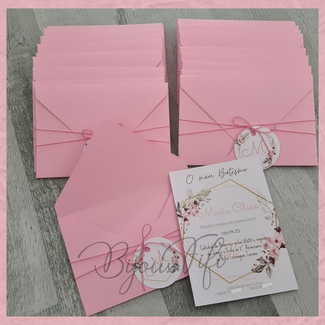 Convite com Envelope "Romantic Rose" - Bijoux Fifi