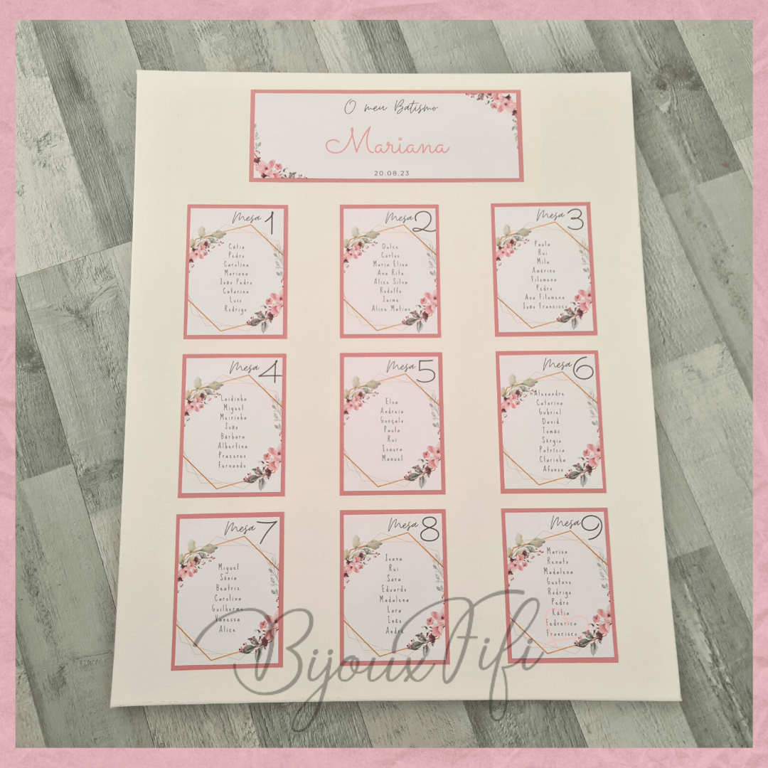 Placar de Seating-Plan "Romantic Rose" (+cores) - Bijoux Fifi