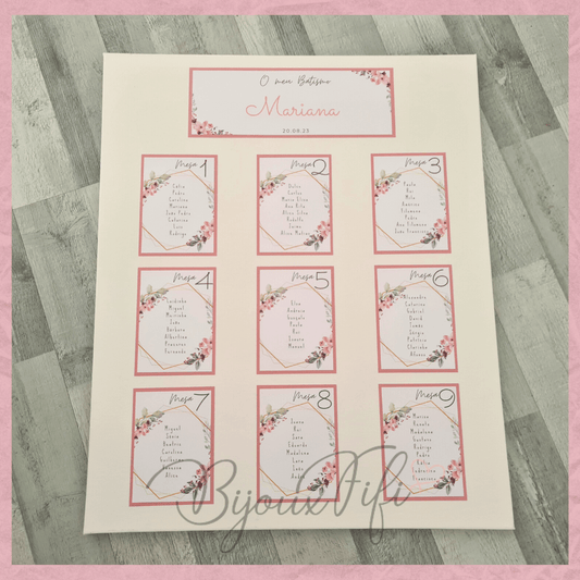 Placar de Seating-Plan "Romantic Rose" (+cores) - Bijoux Fifi