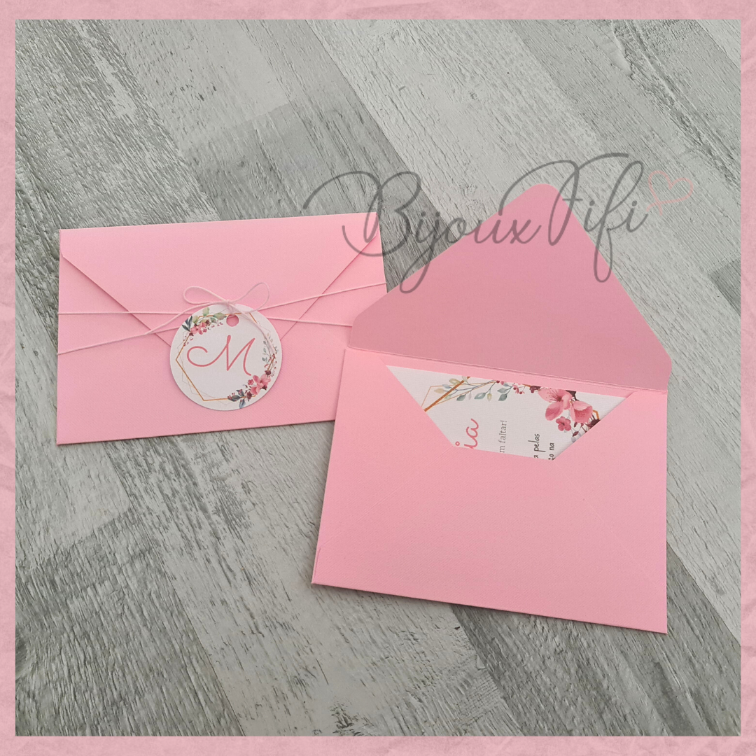 Convite com Envelope "Romantic Rose" - Bijoux Fifi