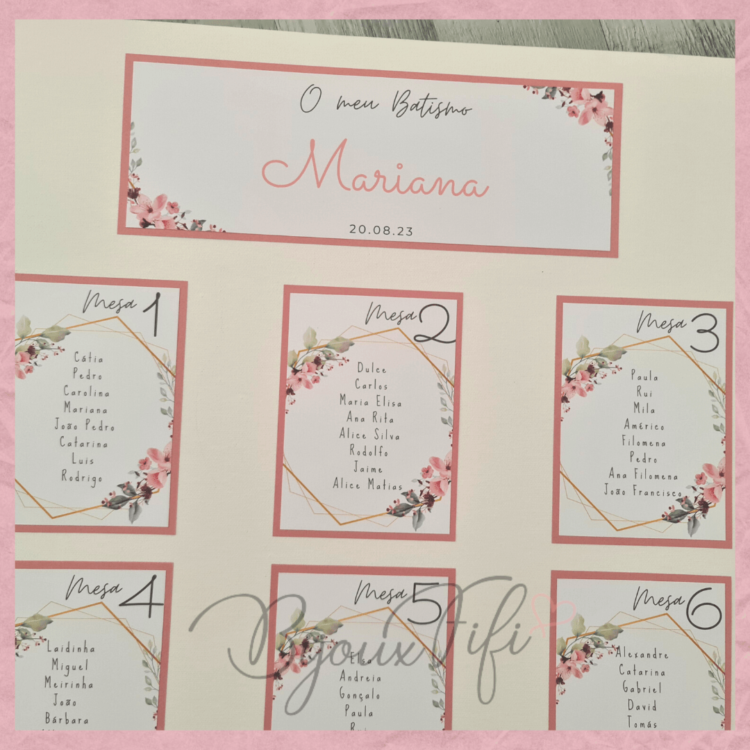 Placar de Seating-Plan "Romantic Rose" (+cores) - Bijoux Fifi