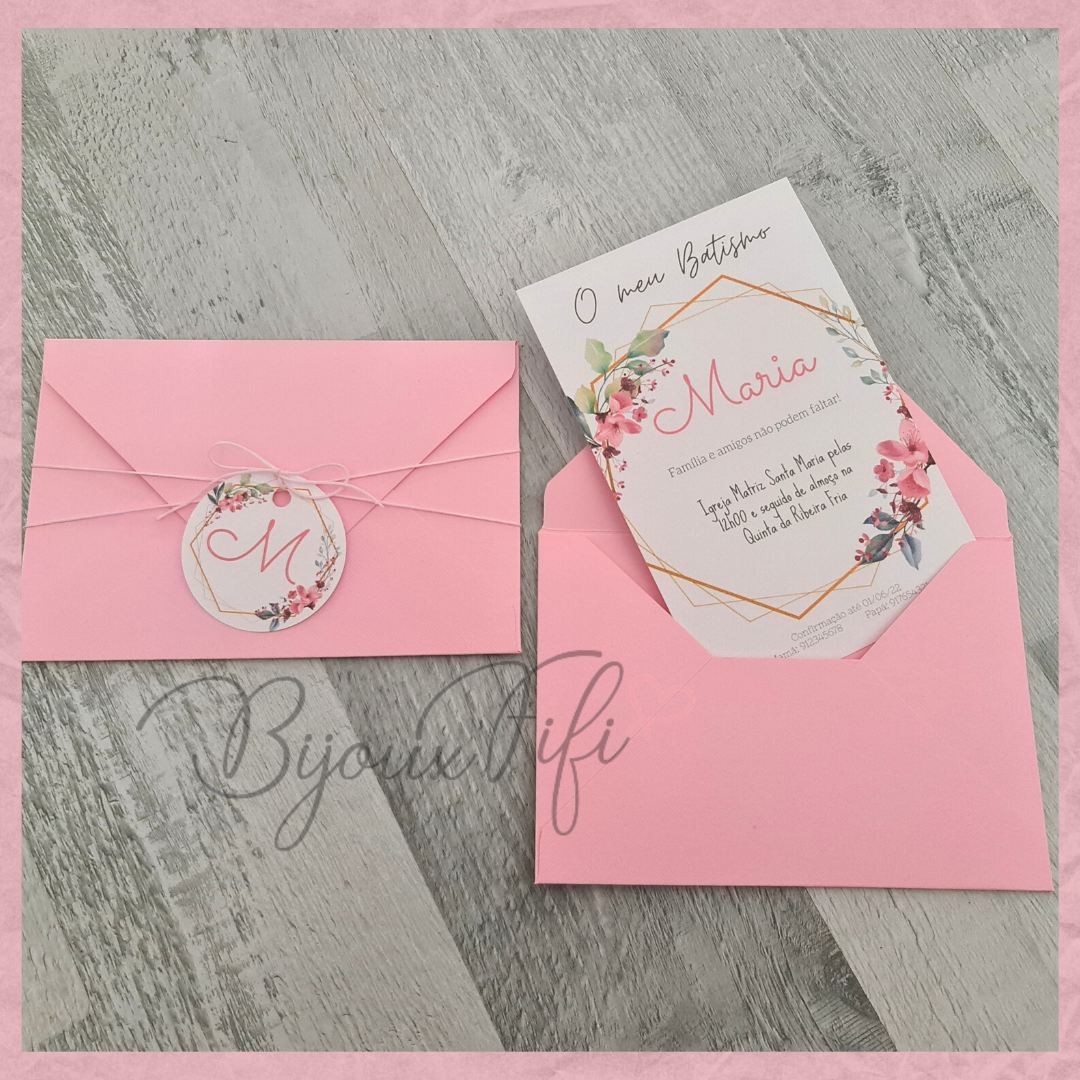 Convite com Envelope "Romantic Rose" - Bijoux Fifi