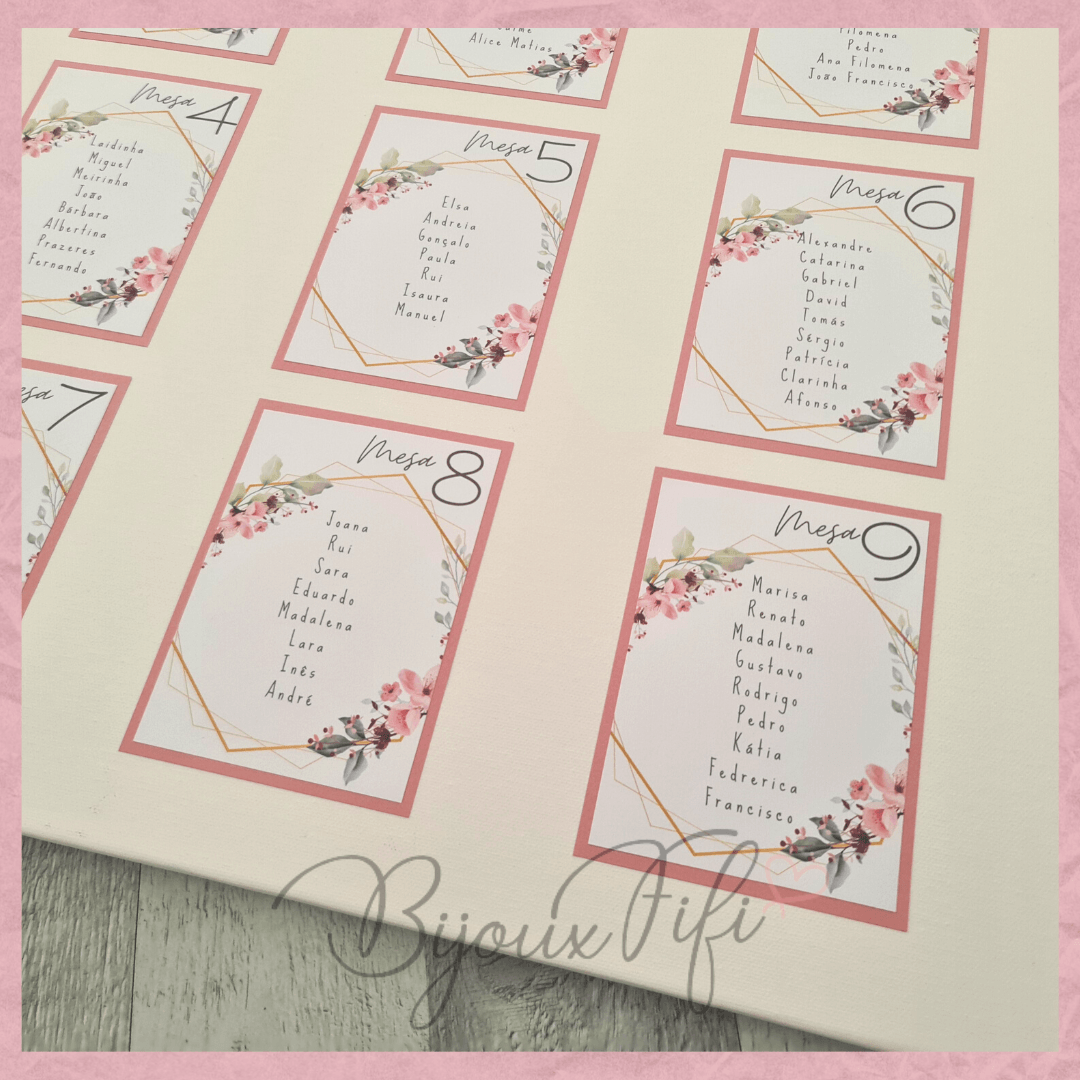 Placar de Seating-Plan "Romantic Rose" (+cores) - Bijoux Fifi