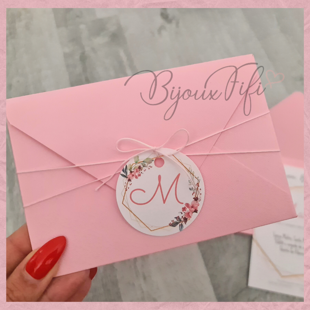 Convite com Envelope "Romantic Rose" - Bijoux Fifi