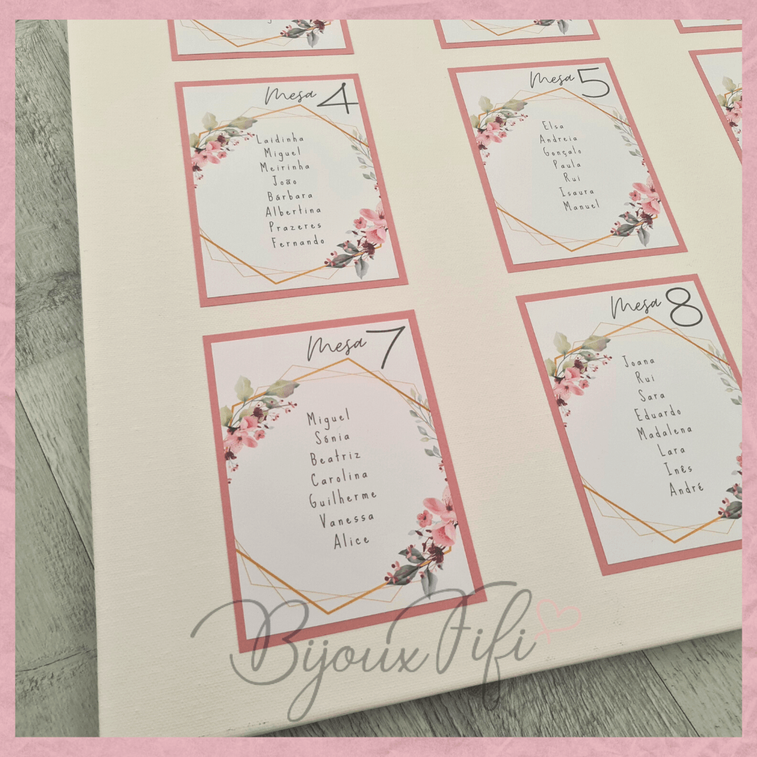 Placar de Seating-Plan "Romantic Rose" (+cores) - Bijoux Fifi