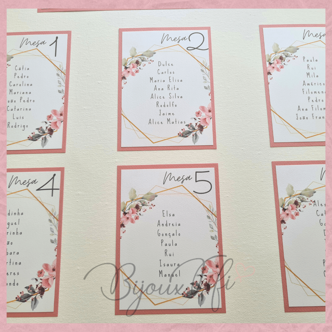 Placar de Seating-Plan "Romantic Rose" (+cores) - Bijoux Fifi