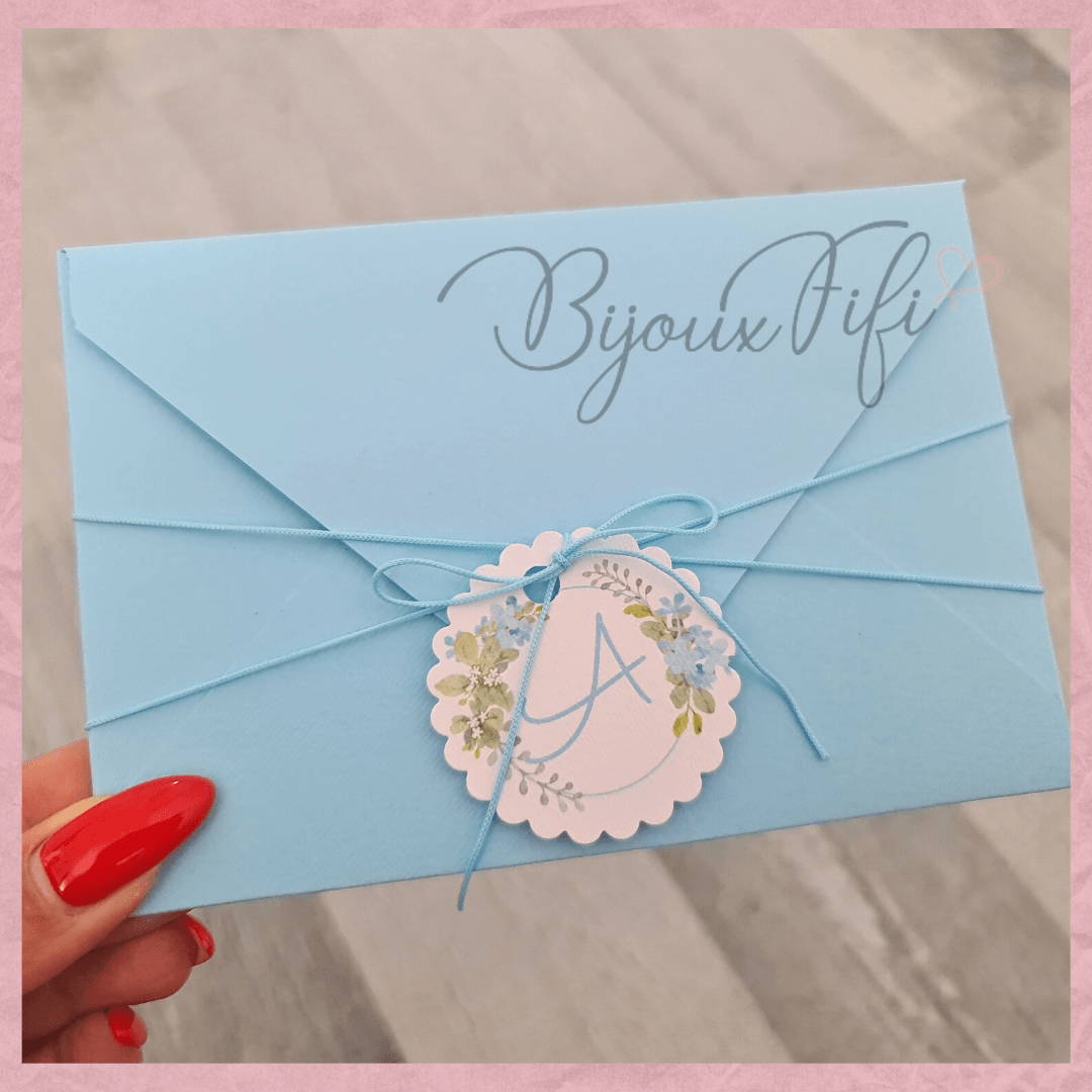 Convite com Envelope "Romantic Blue" (+cores) - Bijoux Fifi