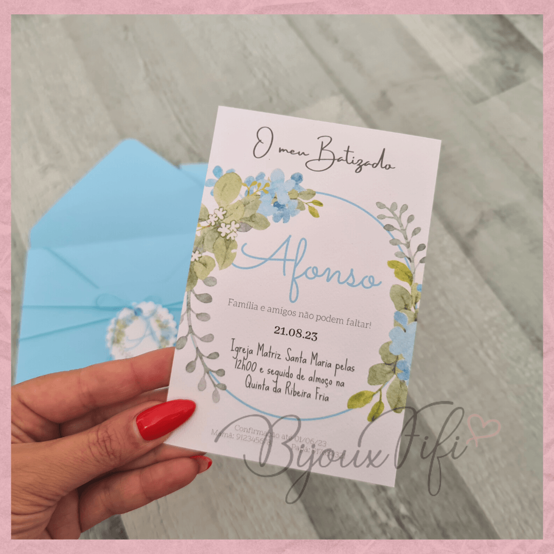 Convite com Envelope "Romantic Blue" (+cores) - Bijoux Fifi