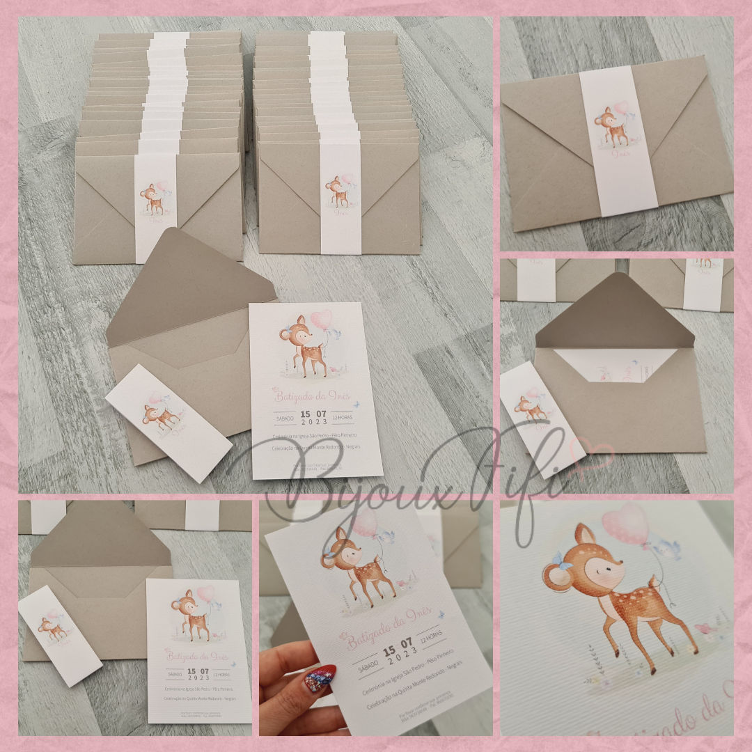 Convite com Envelope "Bambi" - Bijoux Fifi