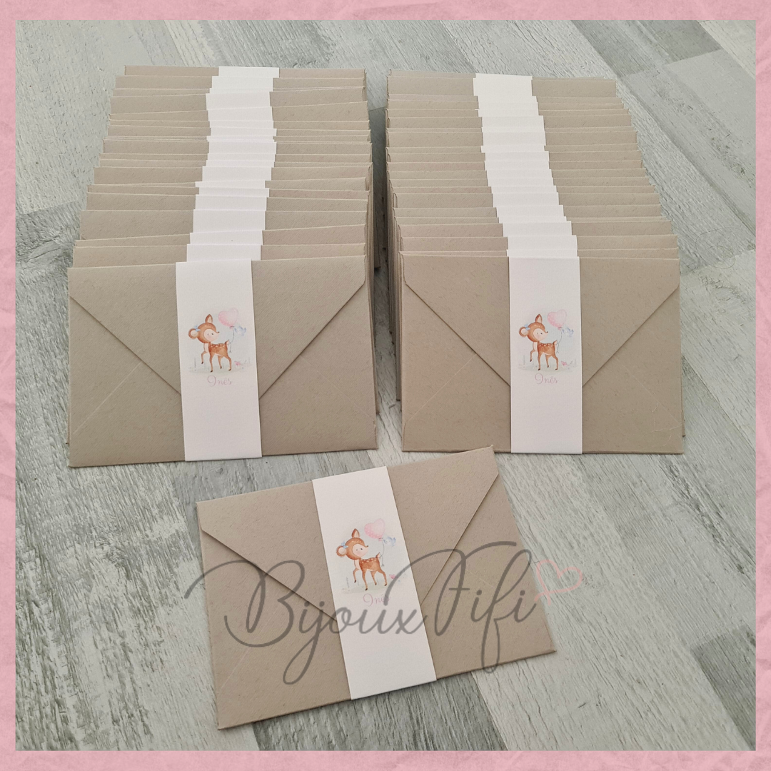 Convite com Envelope "Bambi" - Bijoux Fifi