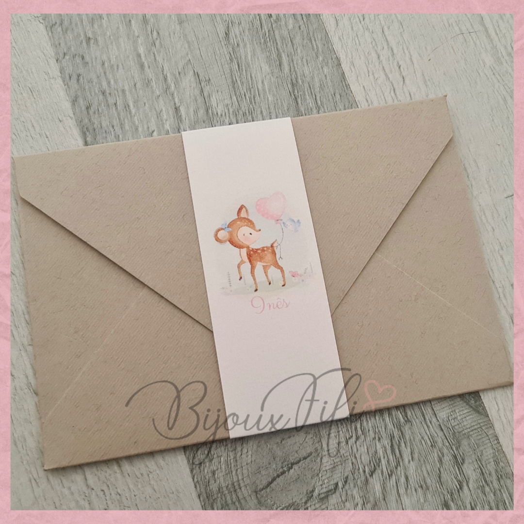 Convite com Envelope "Bambi" - Bijoux Fifi