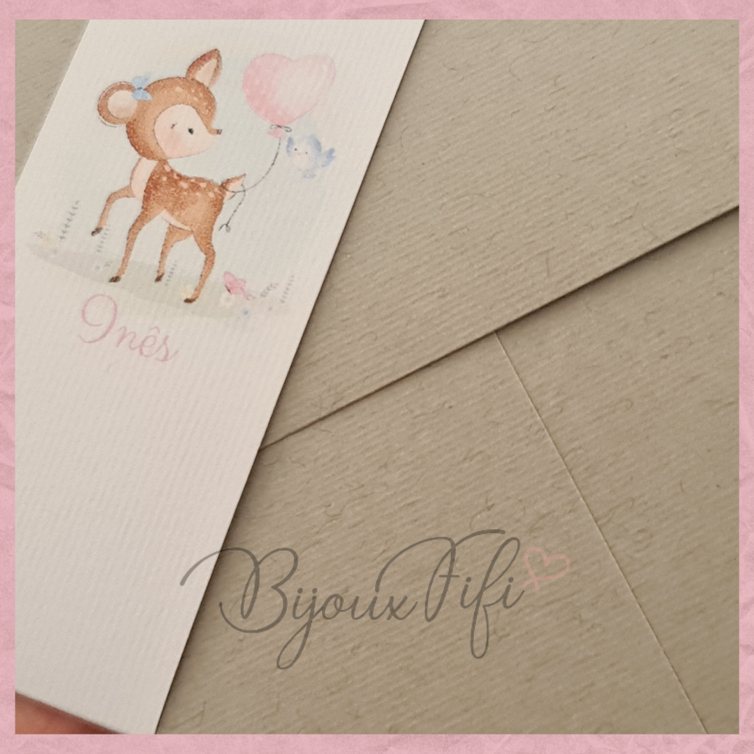 Convite com Envelope "Bambi" - Bijoux Fifi