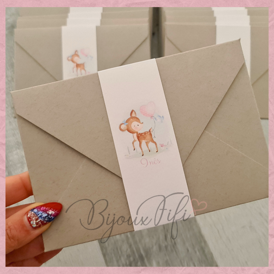 Convite com Envelope "Bambi" - Bijoux Fifi