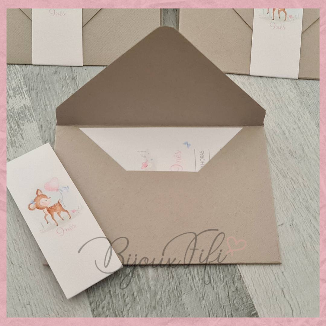 Convite com Envelope "Bambi" - Bijoux Fifi